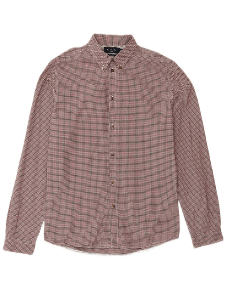 Camisa masculina Paul Smith sob medida, pequena, vermelha, xadrez, algodão