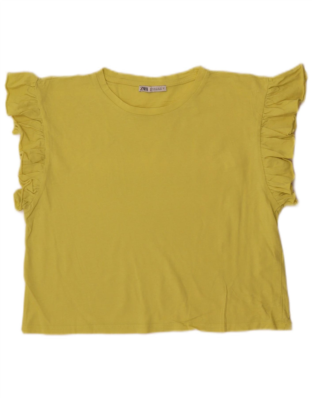 Zara Blusa Crop Feminina Top UK 10 Pequeno Amarelo