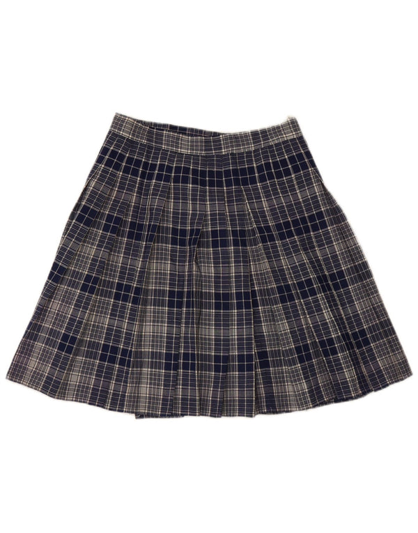Saia feminina vintage pequena W26 xadrez azul marinho