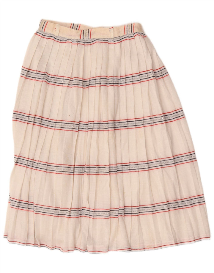 Saia feminina vintage plissada linha A W26 pequena listrada branca