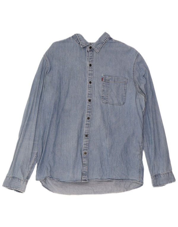 Camisa jeans masculina Levi's grande algodão azul