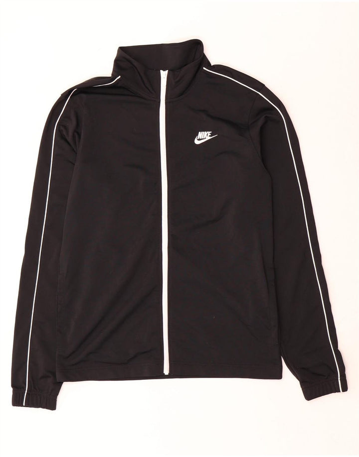 NIKE Womens Tracksuit Top Jacket UK 10 Pequeno Poliéster Preto