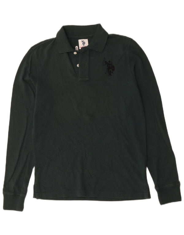 US Polo Assn. Camisa masculina de manga comprida gráfica pequena algodão verde