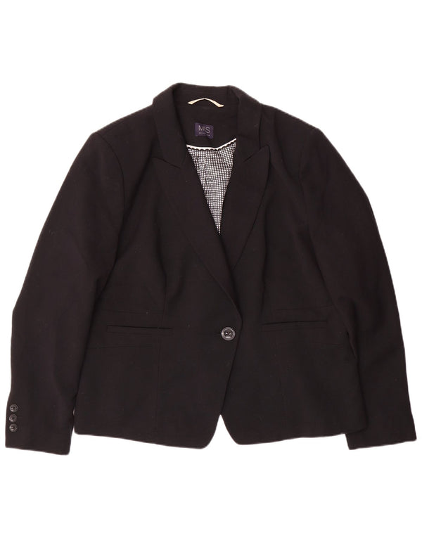 Jaqueta blazer feminina Marks & Spencer com 1 botão Reino Unido 20 2XL poliéster preto
