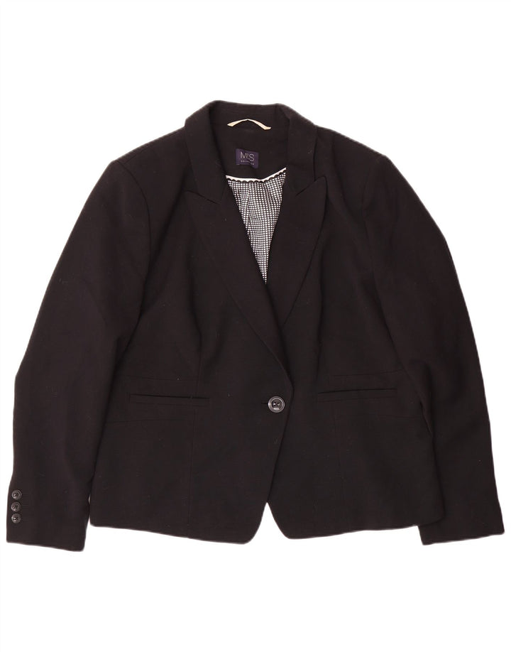 Jaqueta blazer feminina Marks & Spencer com 1 botão Reino Unido 20 2XL poliéster preto
