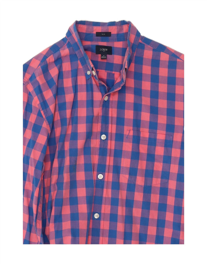 J. CREW Mens Slim Shirt Medium Pink Check Vintage J. Crew and Second-Hand J. Crew from Messina Hembry 