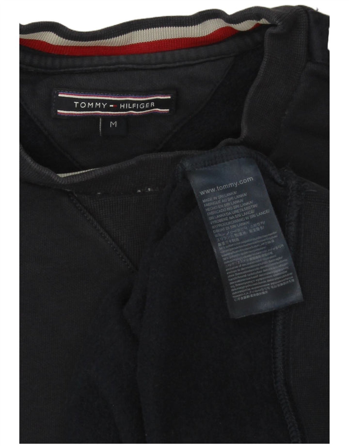 Tommy Hilfiger moletom gráfico masculino jumper médio azul marinho algodão