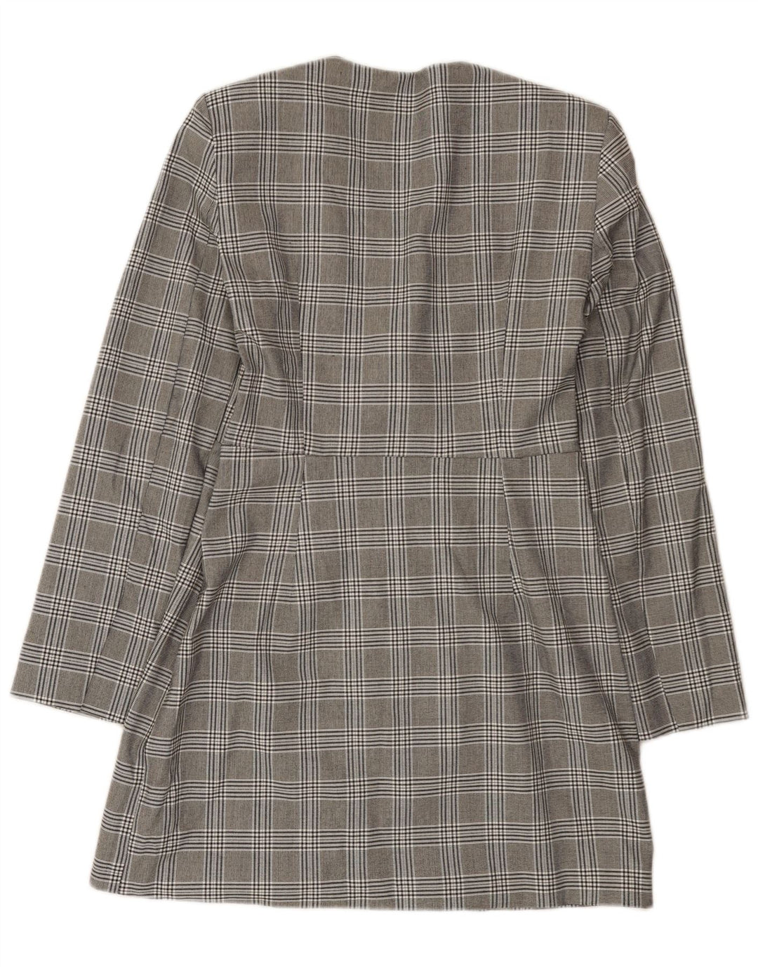 Vestido bainha feminino Zara Reino Unido 14 grande poliéster cinza houndstooth