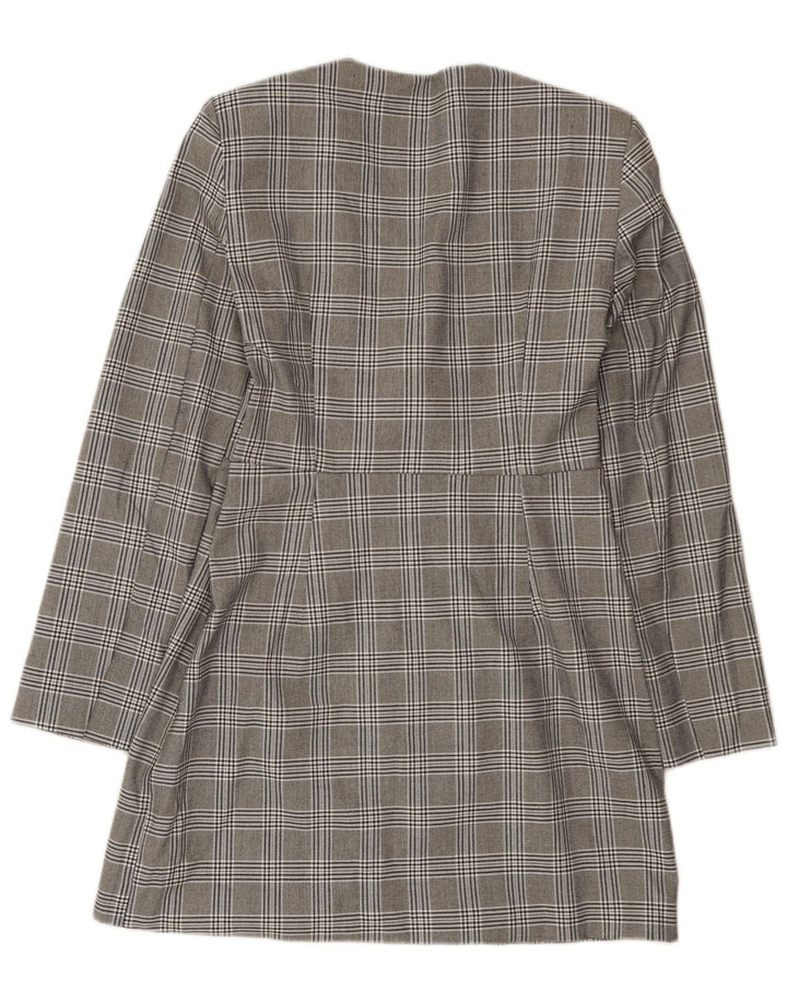 Vestido bainha feminino Zara Reino Unido 14 grande poliéster cinza houndstooth
