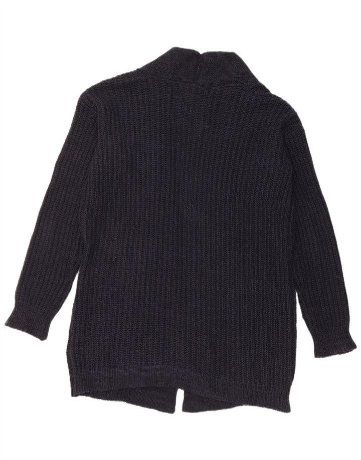 Superdry Suéter feminino oversized longline cardigã Reino Unido 10 pequeno azul marinho