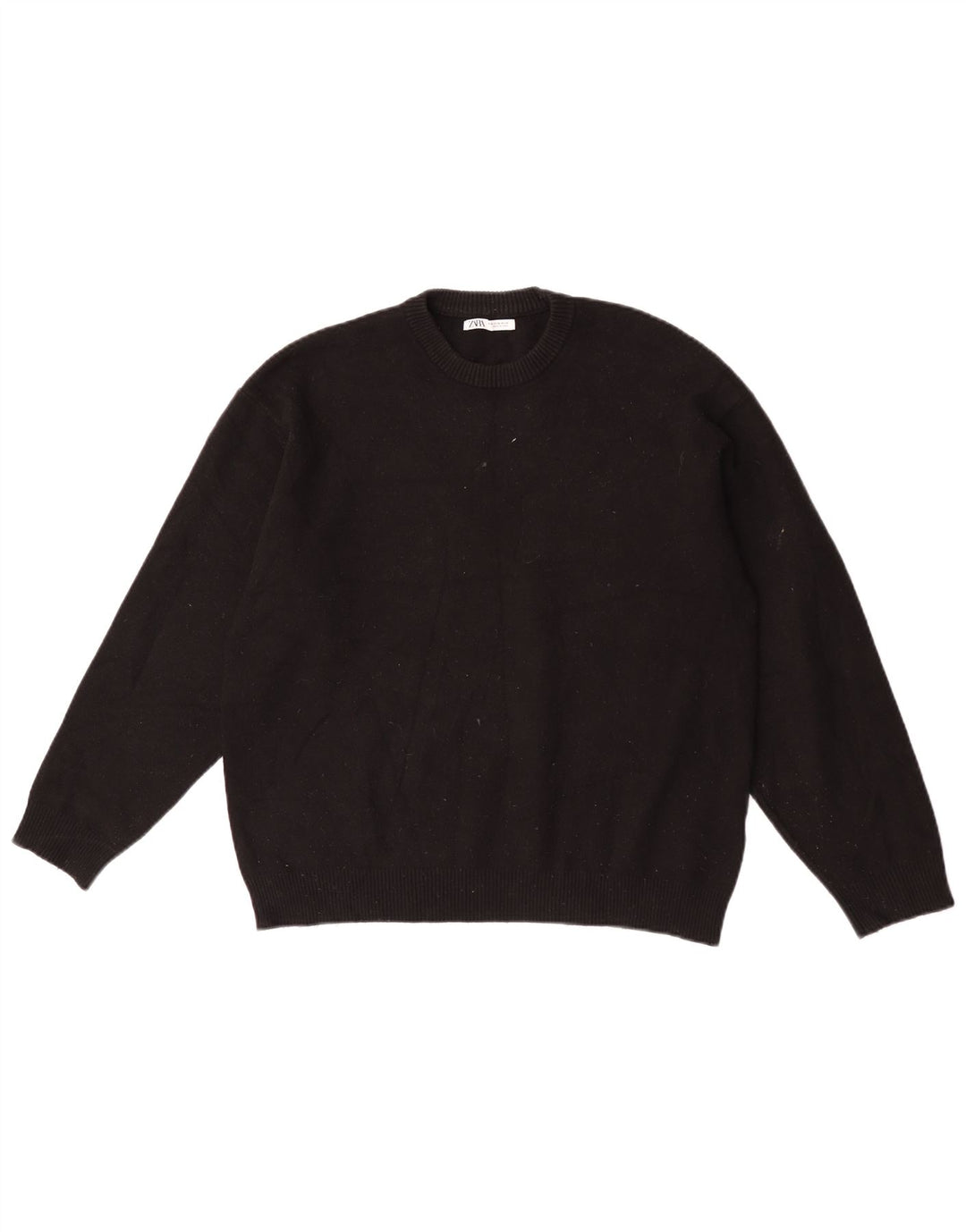 Zara Suéter masculino com gola redonda e viscose preta média