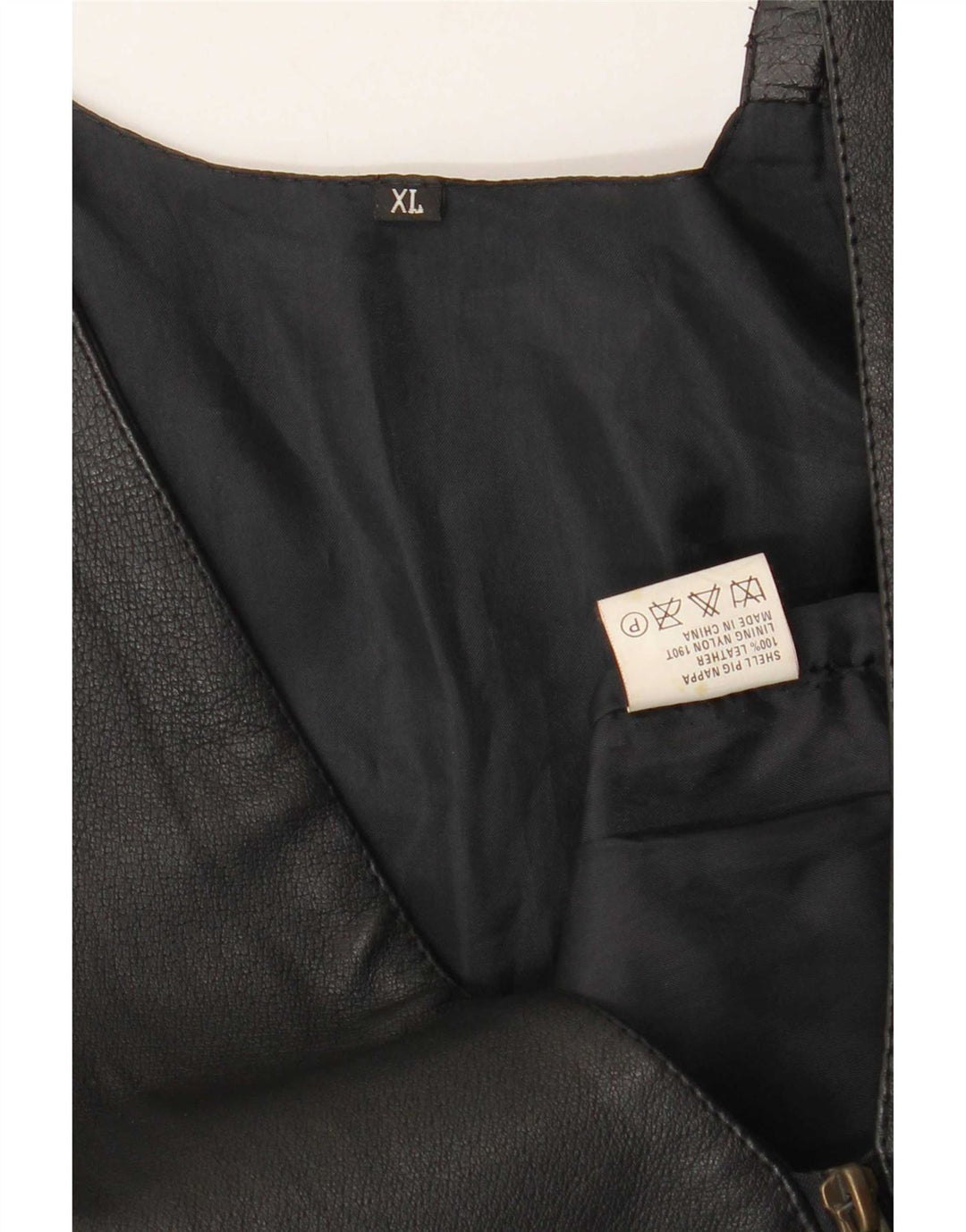 Colete de couro masculino vintage XL preto
