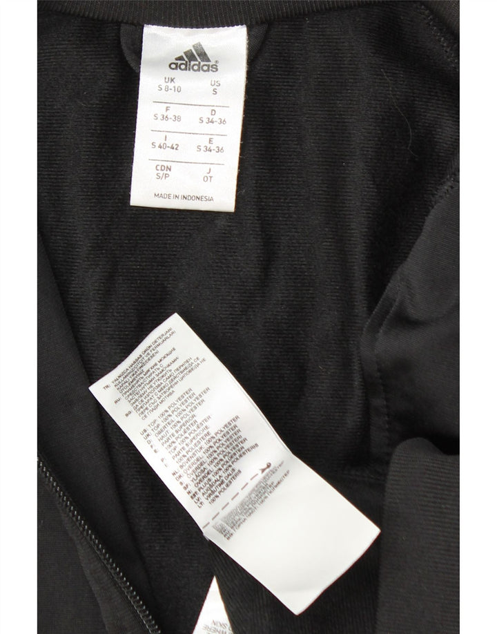 Adidas Womens Graphic Tracksuit Top Jacket Reino Unido 8/10 Pequeno Poliéster Preto