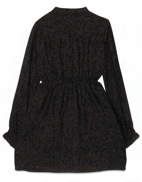 Vestido camisa feminino Zara com gravata frontal Reino Unido 14 médio preto manchado