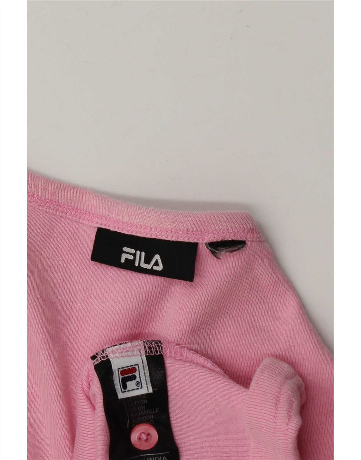 Camiseta feminina Fila UK 14 algodão rosa médio