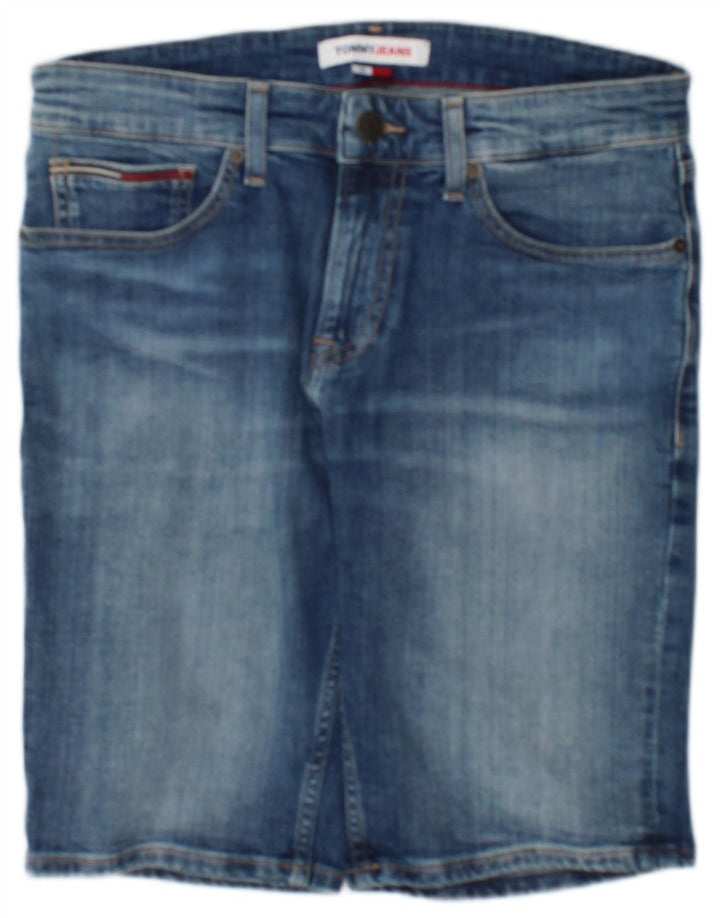 Shorts jeans masculino Tommy Hilfiger W29 pequeno algodão azul
