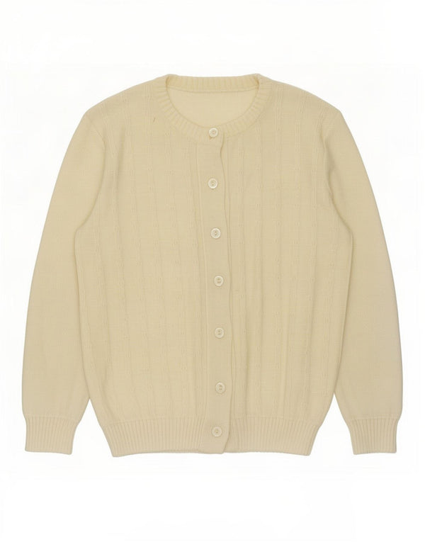 Suéter cardigã feminino vintage Reino Unido 16 grande branco