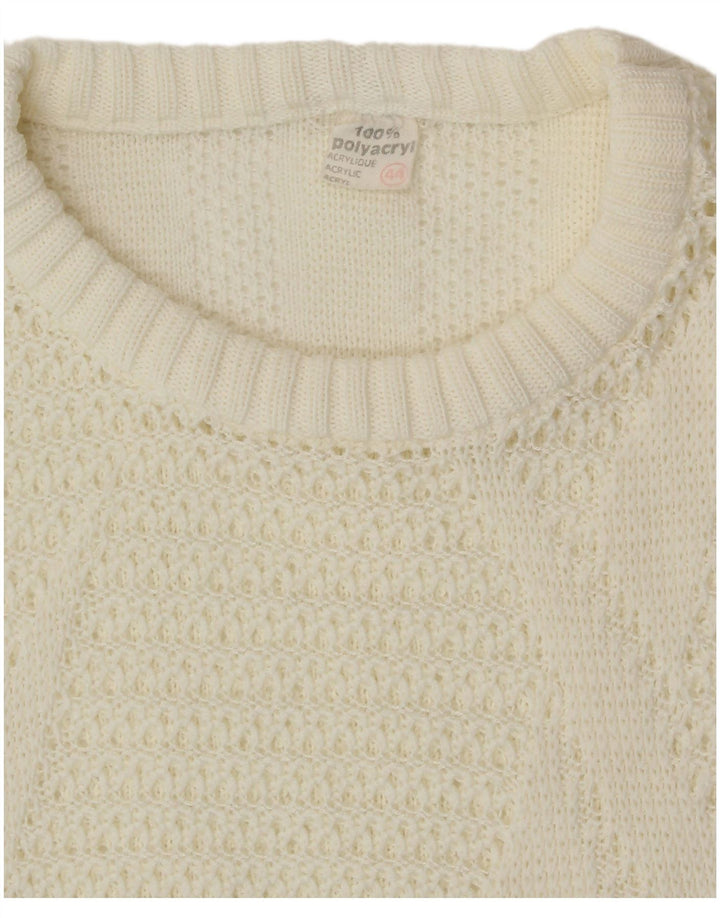 Suéter feminino VINTAGE com gola redonda IT 44 médio off white acrílico