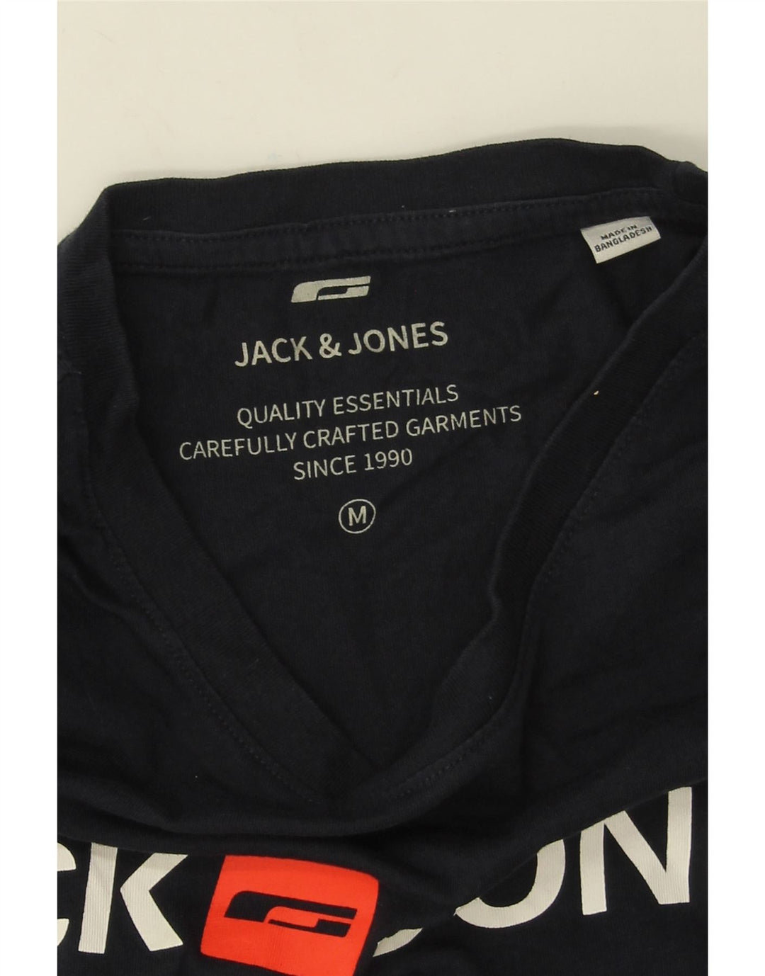 Camiseta gráfica masculina Jack & Jones Top médio algodão azul marinho