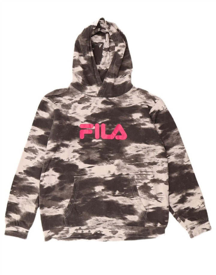 FILA Suéter gráfico feminino com capuz 13-14 anos cinza tie-dye algodão