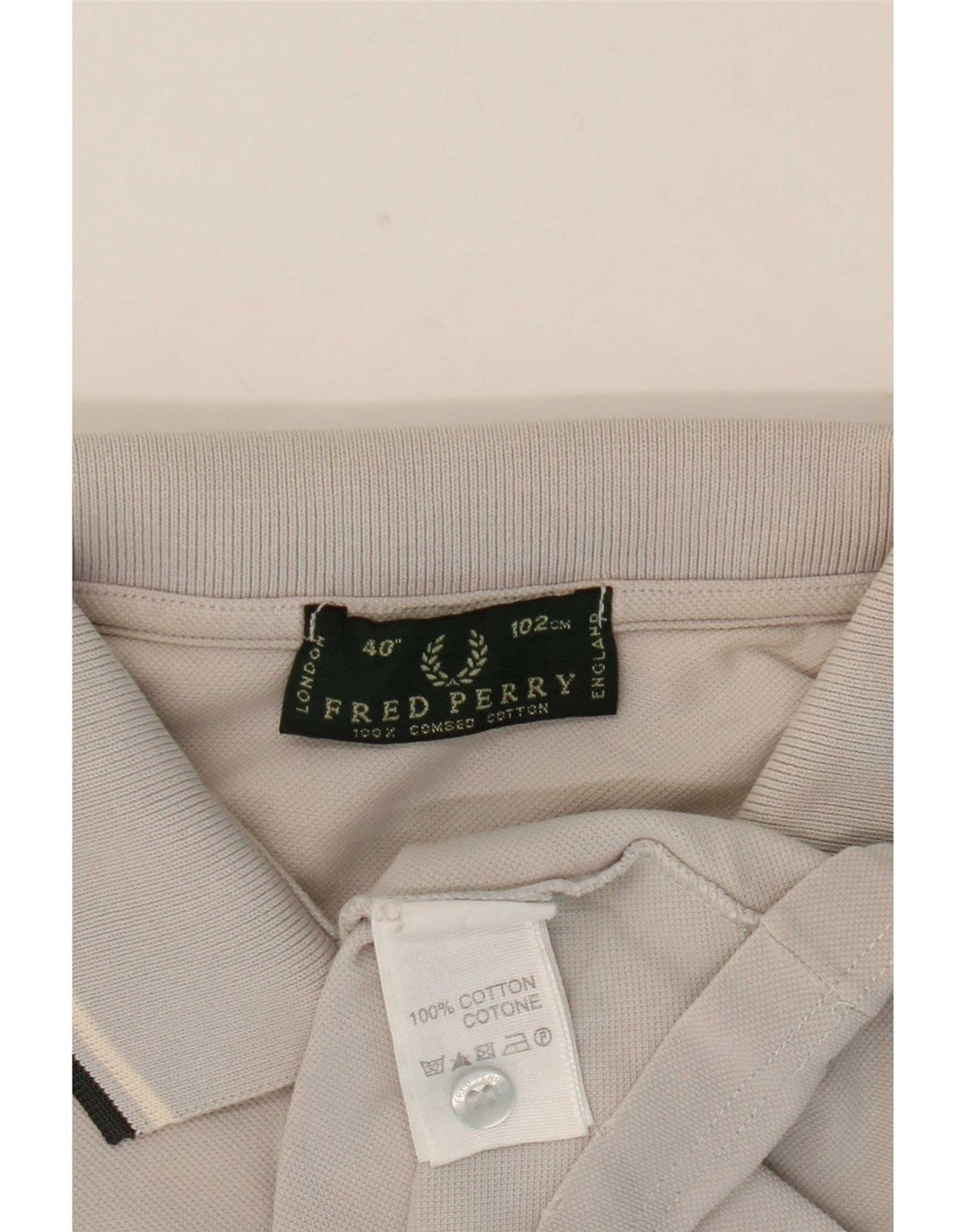 Camisa polo masculina Fred Perry pequena listrada cinza de algodão