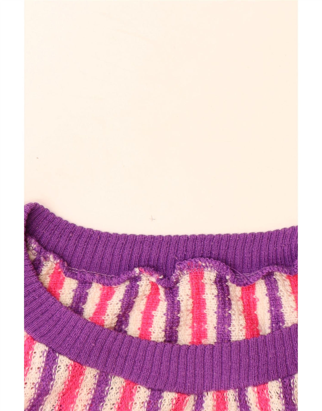 Suéter feminino VINTAGE com gola canoa Reino Unido 14 grande listrado multicolorido