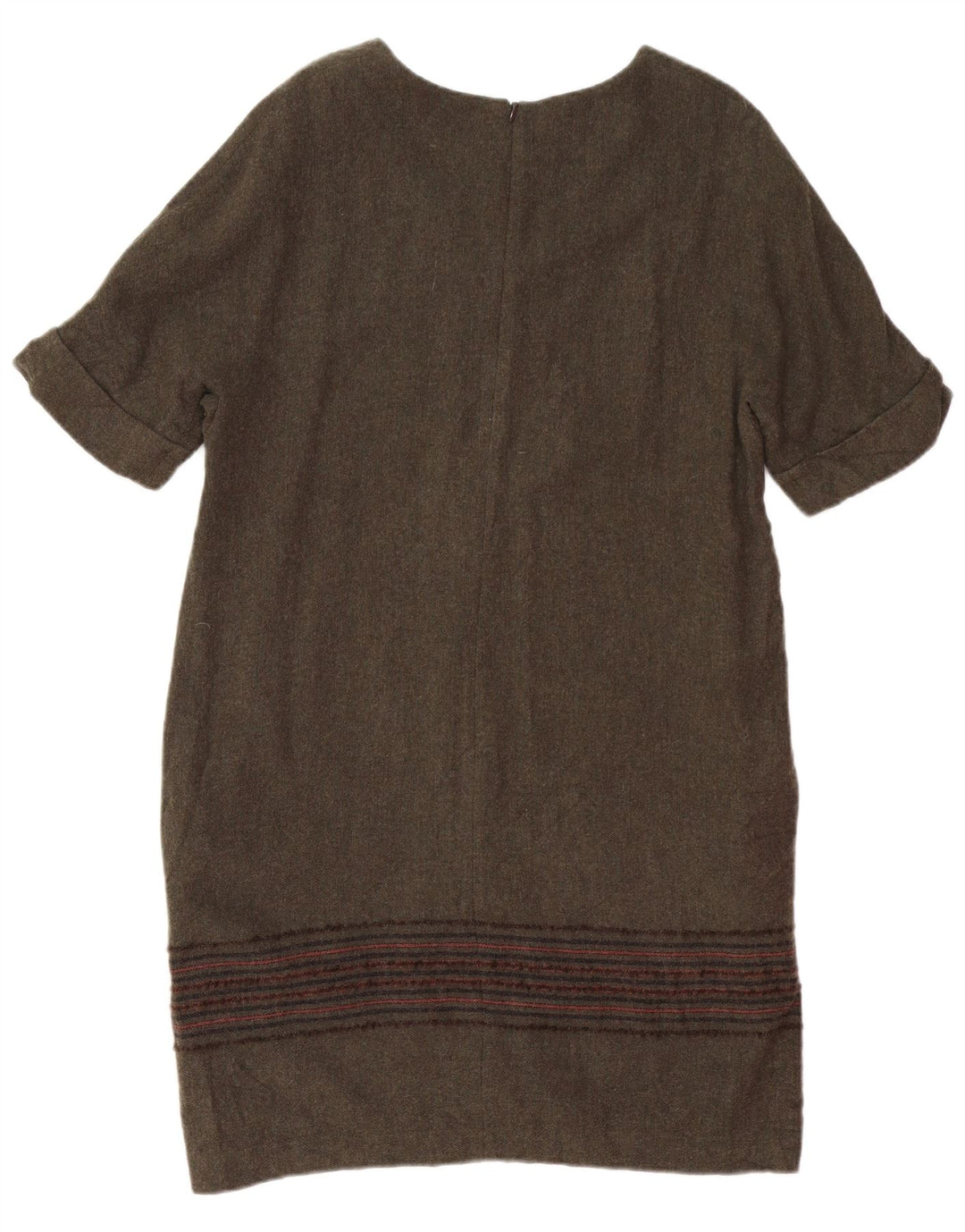 Vestido feminino MASSIMO DUTTI UK 14 grande lã listrada cáqui