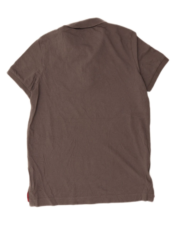 Camisa polo masculina Benetton Muscle Fit algodão cinza médio