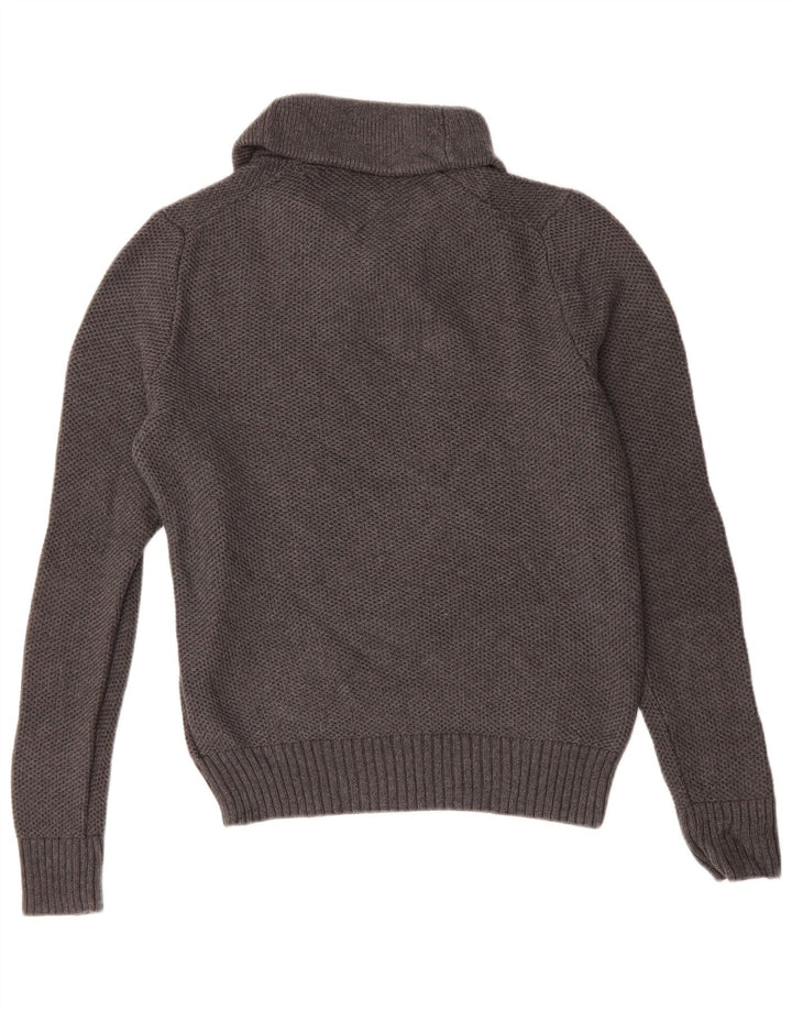 Suéter masculino TOMMY HILFIGER com gola xale e algodão cinza pequeno