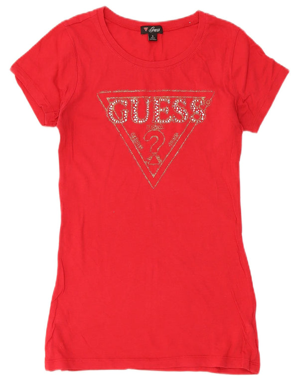 Camiseta feminina Guess com estampa gráfica UK 6 XS algodão vermelho