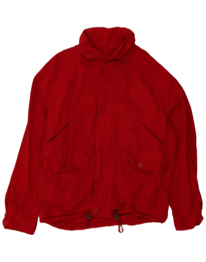 Jaqueta utilitária masculina vintage com capuz UK 42 XL vermelha
