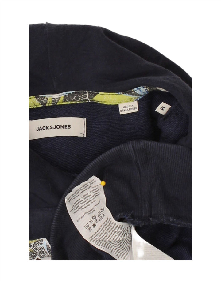 JACK & JONES Mens Graphic Hoodie Jumper Medium Navy Blue Cotton Vintage Jack & Jones and Second-Hand Jack & Jones from Messina Hembry 