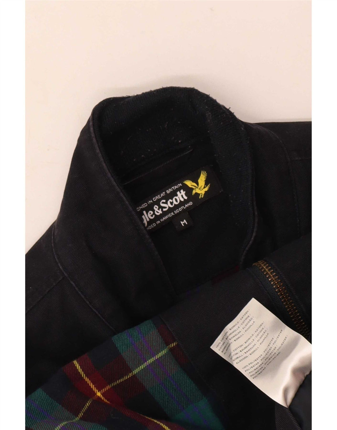 Jaqueta bomber masculina Lyle & Scott Reino Unido 38 algodão azul marinho médio
