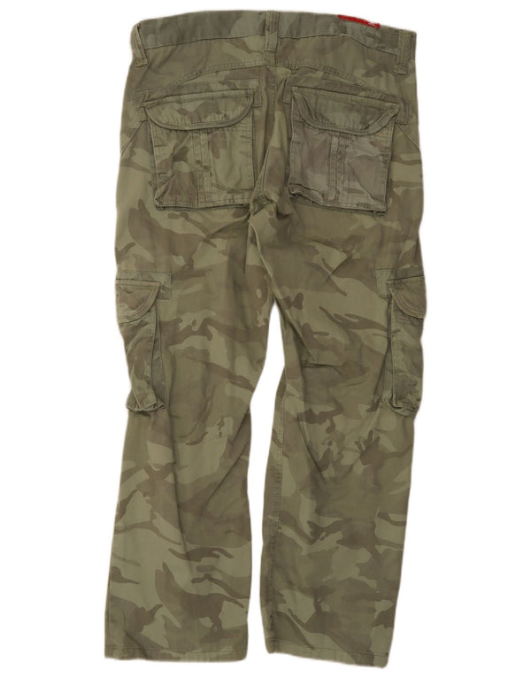Calça cargo reta masculina Jordan Craig W36 L32 algodão camuflado verde