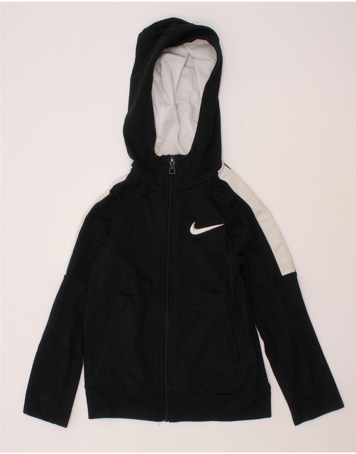 NIKE Girls Zip Hoodie Sweater 7-8 Years Black Colourblock Vintage Nike and Second-Hand Nike from Messina Hembry 