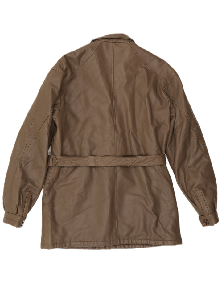 Jaqueta de couro masculina VINTAGE IT 48 couro marrom médio