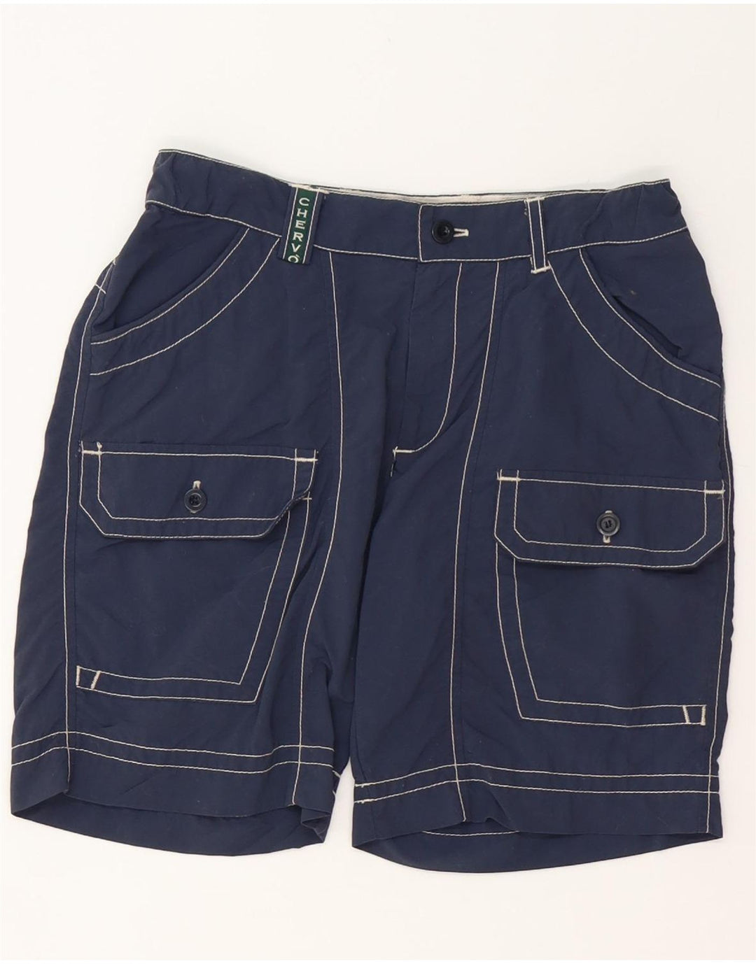 Shorts cargo masculino CHERVO 11-12 anos grande W26 azul marinho poliamida