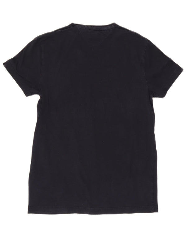 Tommy Hilfiger Camiseta masculina extra slim gráfica top pequeno algodão azul marinho