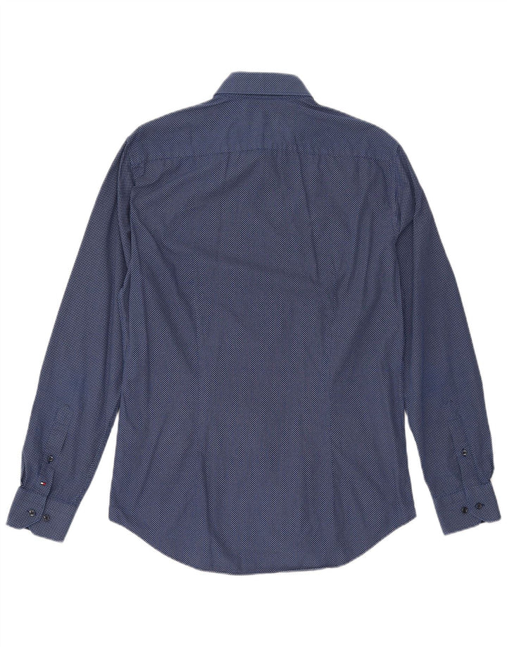 Camisa masculina TOMMY HILFIGER com padrão abstrato tamanho 15 1/2 39 azul marinho médio