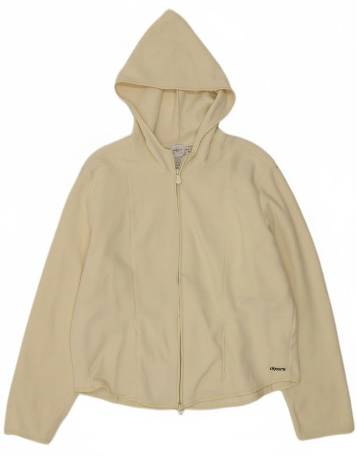 Jaqueta Calvin Klein Jeans Feminina de Lã com Capuz Reino Unido 18 XL Off White Poliéster