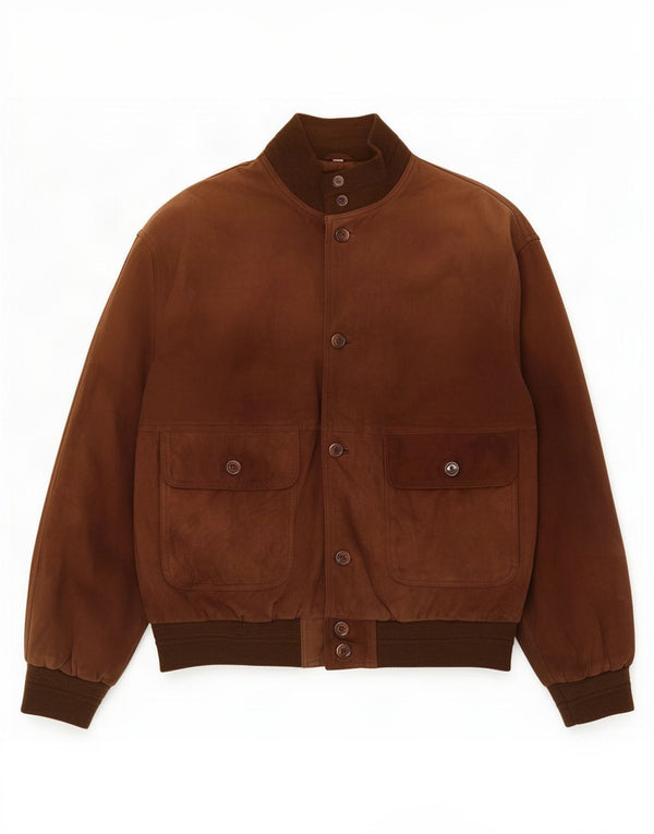 Jaqueta bomber masculina vintage de camurça IT 52 XL couro marrom