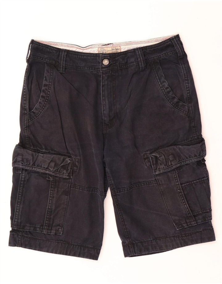 Shorts cargo masculino Fat Face W34 grande algodão preto