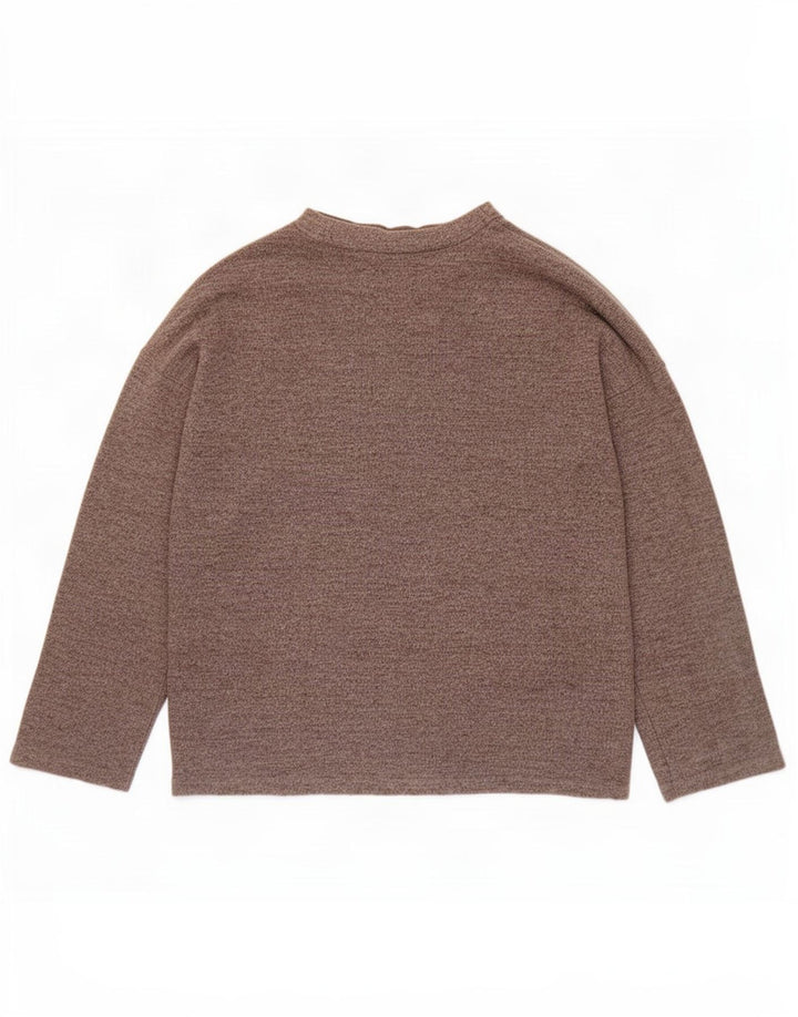 Zara Suéter feminino oversized com gola redonda, Reino Unido 10, pequeno, cinza, poliéster