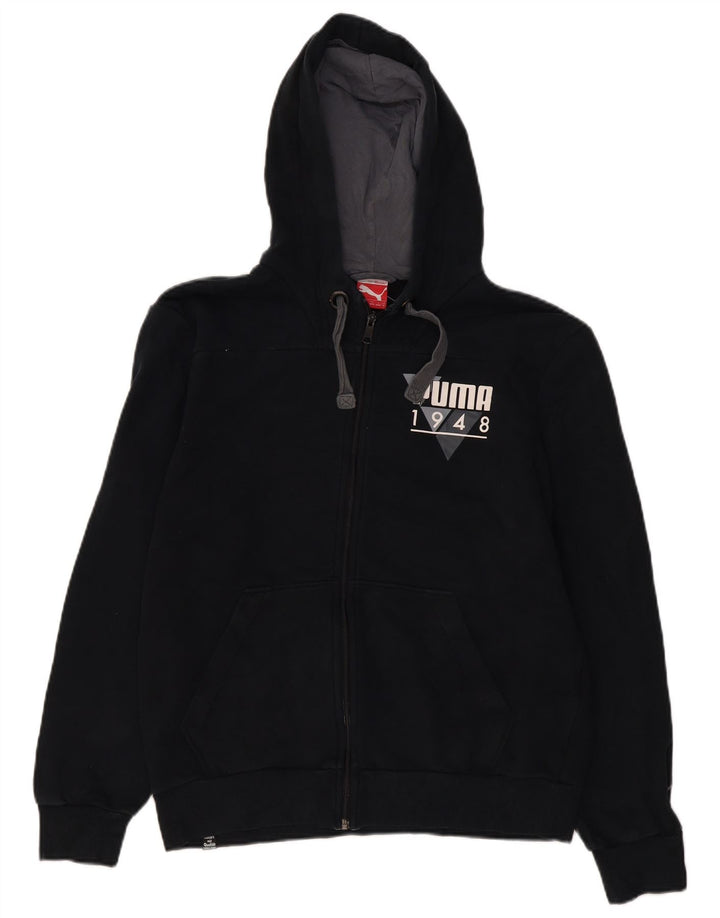 Suéter masculino Puma Graphic Zip com capuz médio algodão preto
