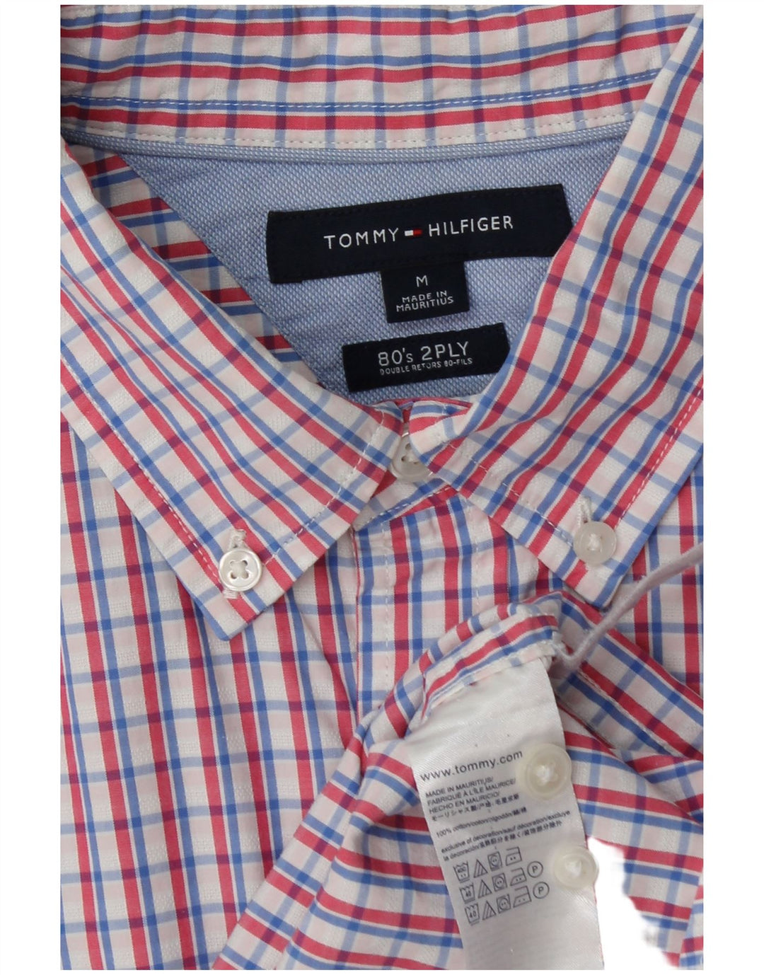 TOMMY HILFIGER Camisa masculina de duas camadas dos anos 80, algodão xadrez médio multicolorido