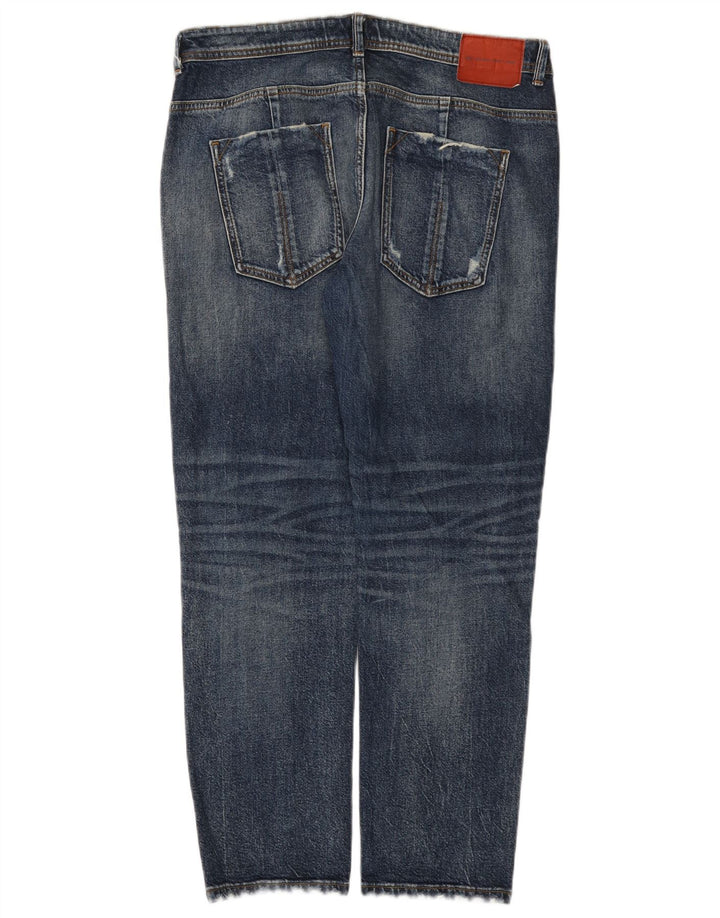 Zara Jeans feminino slim desgastado UE 40 médio W30 L28 algodão azul