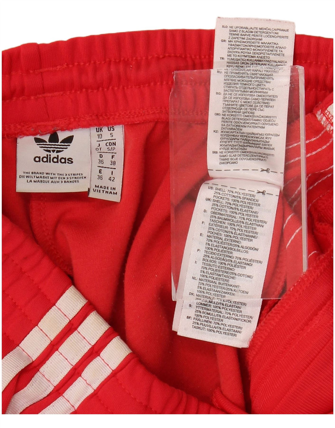 Calças de treino femininas ADIDAS UK 10 pequeno poliéster vermelho