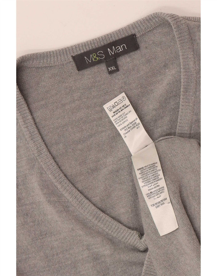 Suéter masculino Marks & Spencer com decote em V 2XL cinza acrílico