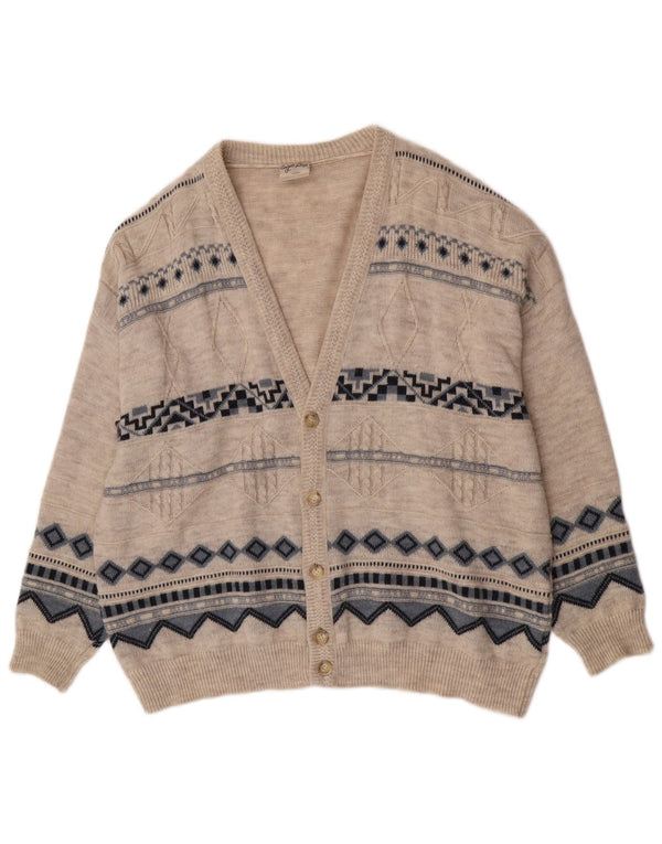 Angelo Litrico Suéter Cardigan Masculino 3XL Acrílico Geométrico Bege