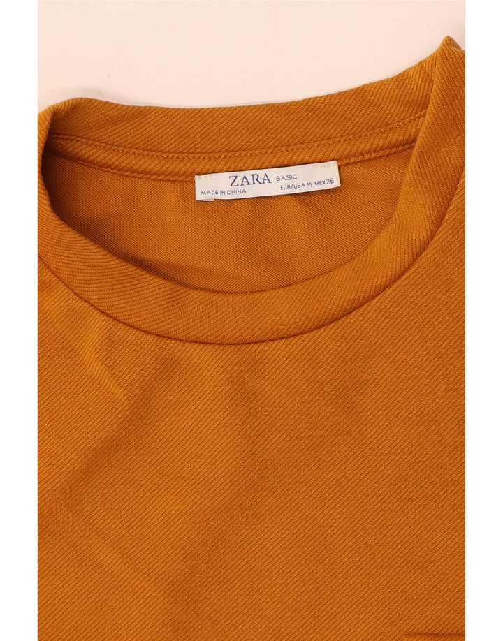 Top feminino Zara manga comprida UK 14 médio laranja